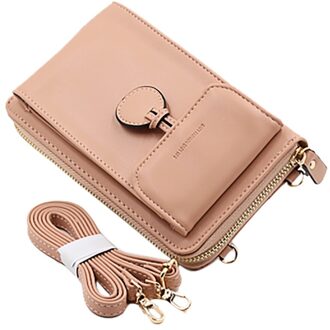 Solid Sport Multi-Card Portemonnee Pakket Schoudertas Mobiele Telefoon Tas Enkele Schouder Sport Tas Kleine Handtassen Multi-functie # G30 Roze