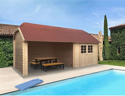 Solid Superia Tuinhuis York + Dakshingles Rood 665,2x298cm