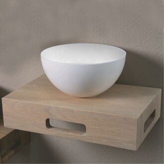 Solid Surface Fonteinset Met Opzetkom 40x25x9 cm Mat Wit Luca Sanitair