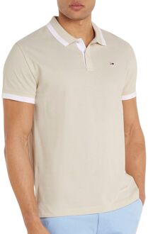 Solid Tipped Polo Heren beige - wit - M