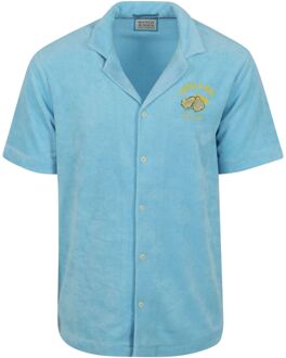 Solid Towelling Shirt Heren blauw