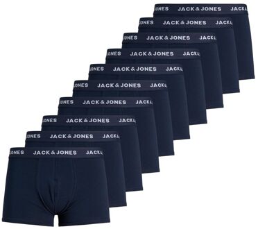 Solid Trunk Boxershorts Heren (10-pack) navy - wit - XXL