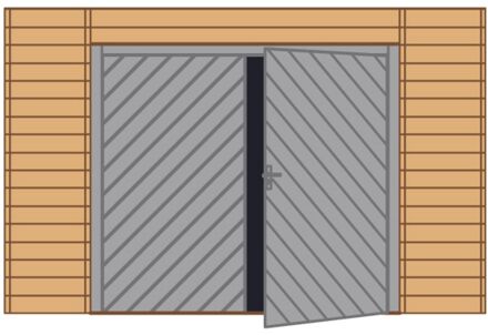 Solid Voorwand Met Dubbele Garagedeur ‘s7742’ Hout 390 X 245 Cm Voor Basis 5x5