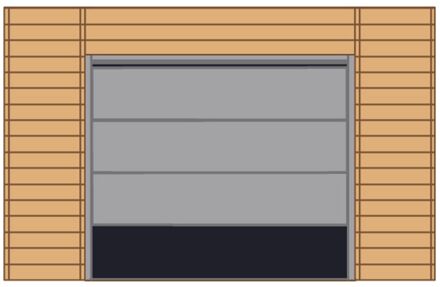 Solid Voorwand Met Sectionale Garagedeur ‘s7743’ Hout 390 X 245 Cm Voor Carport Basis 5x5m