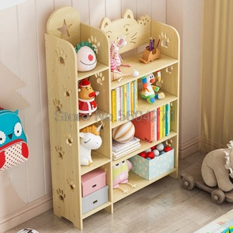 Solid wood children's bookshelf floor simple shelf simple and economical elementary school baby bookcase toy storage rack