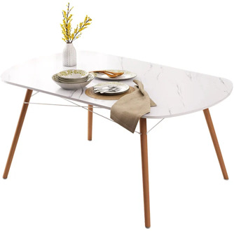 Solid wood dining table marble small family dining table rectangular practical table