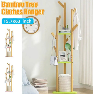 Solid Wood Hanger Floor Standing Coat Rack Creative Home Furniture Clothes Hanging Storage Rack Wood Hanger Bedroom Drying Rack