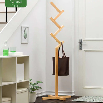 Solid Wood Hanger Floor Standing Coat Racks Home Furniture Storage Clothes Hanging Wooden Hanger Bedroom Drying Rack