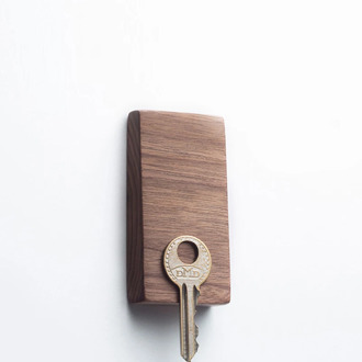 Solid wood key storage hook walnut key magnet wall hooks organize