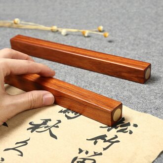 Solid Wood Paperweights Chinese Brush Calligraphy Painting Paperweights Student Tradtional Simple Red Sandalwood Paperweight zonder doos