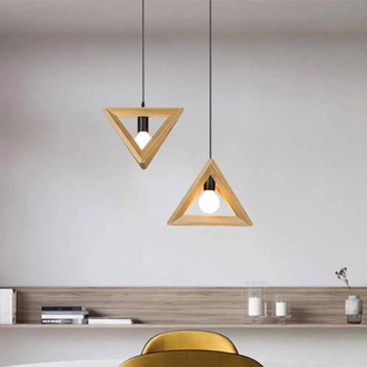 Solid Wood pendant Lamp Triangle Modern Pendant Lights for Dining Kitchen Living Room Office Home Decor Loft hanging lamp