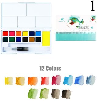 Solide Aquarel Verf Set 12/18/24/36 Kleur Draagbare Reizen Met Water Kleur Borstel Pen Voor Beginner Tekening aquarel Levert 12kleuren