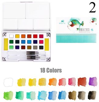 Solide Aquarel Verf Set 12/18/24/36 Kleur Draagbare Reizen Met Water Kleur Borstel Pen Voor Beginner Tekening aquarel Levert 18kleuren