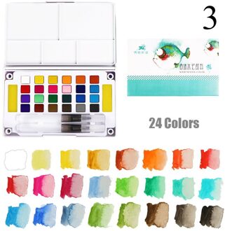 Solide Aquarel Verf Set 12/18/24/36 Kleur Draagbare Reizen Met Water Kleur Borstel Pen Voor Beginner Tekening aquarel Levert 24kleuren