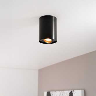 Solis nero by LUSENZ - Cilindervormige opbouwspot met enkel lichtaccent en een geborstelde zwarte coating Geborsteld zwart