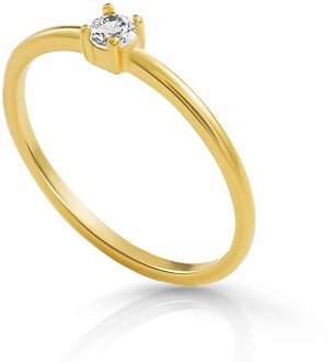 'Solitaire' Dames 925 Sterling Zilveren Ring - Goud ZR-7527/G - Q