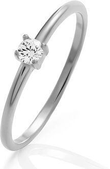 'Solitaire' Dames 925 Sterling Zilveren Ring - Zilver ZR-7527 - O 1/2