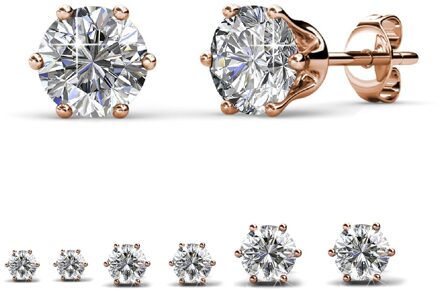 Solitaire L-oorbellen - Roségoud en kristal