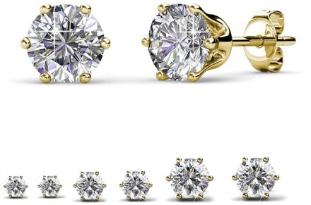 Solitaire M oorbellen - goud en kristal - One Size