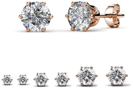 Solitaire M oorbellen - roségoud en kristal