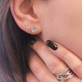 Solitaire M oorbellen - zilver en kristal - One Size