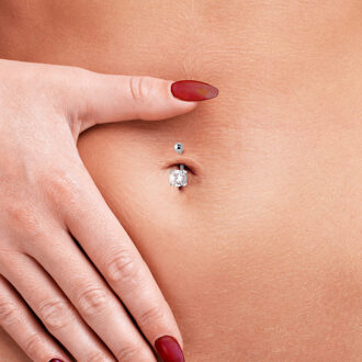 Solitaire Navel Piercing Silver Zirkoniumoxide 925 Zilver