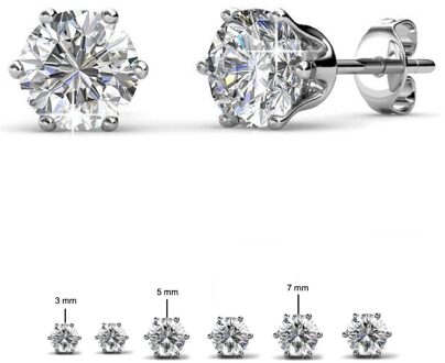 Solitaire S Oorbellen - Zilver en Kristal - One Size