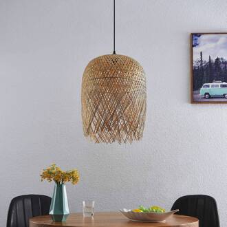 Solivia hanglamp van bamboe zwart, licht hout