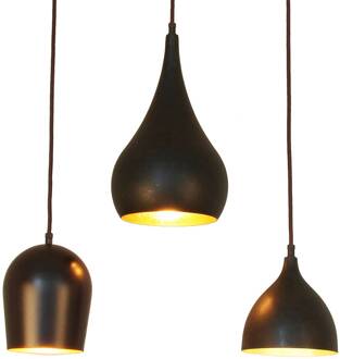 Solo hanglamp, 3-lamps langwerpig bruin-zwart