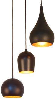 Solo hanglamp, 3-lamps rond bruin-zwart