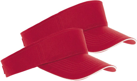 Sols 2x Rode/witte zonnekleppen petjes voor volwassenen