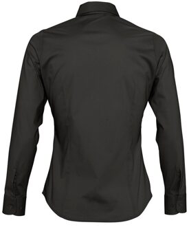 Sols Dames/dames Eden Long Sleeve Fitted Work Shirt (Zwart) - maat