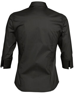 Sols Dames/dames Effect 3/4 mouw passend werkoverhemd (Zwart) - maat