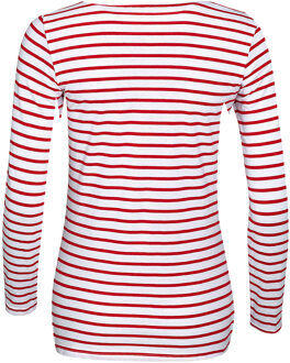 Sols Dames/dames Marine Long Sleeve Stripe T-Shirt (Wit/rood) - maat