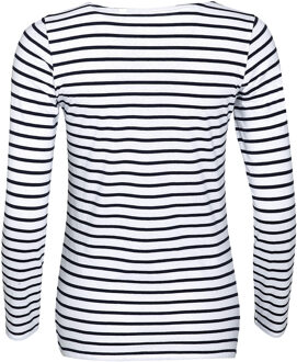 Sols Dames/dames Marine Long Sleeve Stripe T-Shirt (Wit/Zwaar) - maat XS