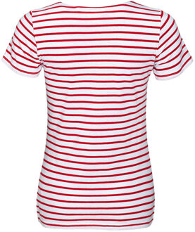 Sols Dames/dames Miles Gestreept T-Shirt met korte mouwen (Wit/rood) - maat XL