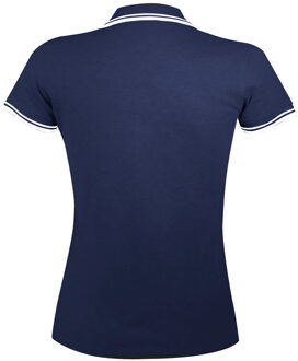 Sols Dames/dames Pasadena getipt korte mouw Pique Polo Shirt (Franse marine / Wit) - maat XL Navy/blauw