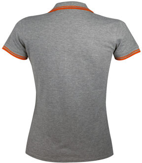 Sols Dames/dames Pasadena getipt korte mouw Pique Polo Shirt (Grijze mergel/oranje) Grijs - XL