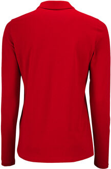 Sols Dames/dames Perfecte Lange Mouw Pique Polo Shirt (Rood) - maat L