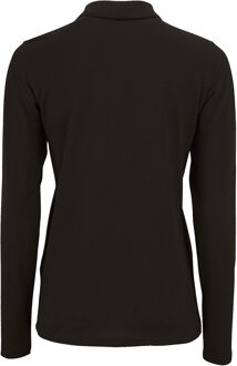 Sols Dames/dames Perfecte Lange Mouw Pique Polo Shirt (Zwart) - maat S