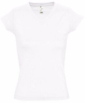 Sols Dames t-shirt  V-hals wit 36 (S)