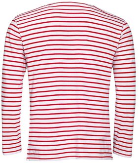 Sols Heren Marine T-Shirt met lange mouwen (Wit/rood) - S