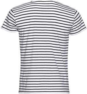 Sols Heren Miles Gestreept T-Shirt met korte mouwen (Wit/Zwaar) - maat S