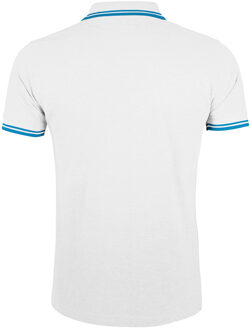 Sols Heren Pasadena getipt korte mouw Pique Polo Shirt (Wit/Aqua Blauw) - maat S Veelkleurig