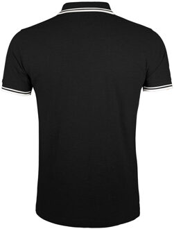 Sols Heren Pasadena getipt korte mouw Pique Polo Shirt (Zwart/Wit) - L