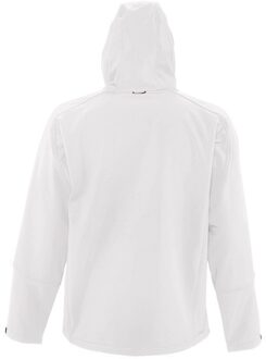 Sols Heren Replay Hooded Soft Shell Jacket (ademend, winddicht en waterbestendig) (Wit) - maat