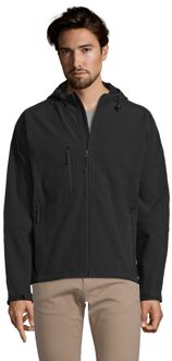 Sols Heren Replay Hooded Soft Shell Jacket (ademend, winddicht en waterbestendig) (Zwart)