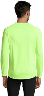 Sols Heren Sportief T-Shirt met lange mouwen (Neon Groen) - 2XL