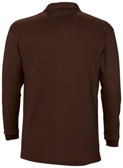 Sols Heren-Winter II Poloshirt met lange mouwen van Piqué katoen (Chocolade) - maat S Chocoladebruin