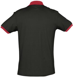 Sols Prins Unisex Contrast Pique Korte Mouw Katoenen Poloshirt (Zwart/Rood) - maat S